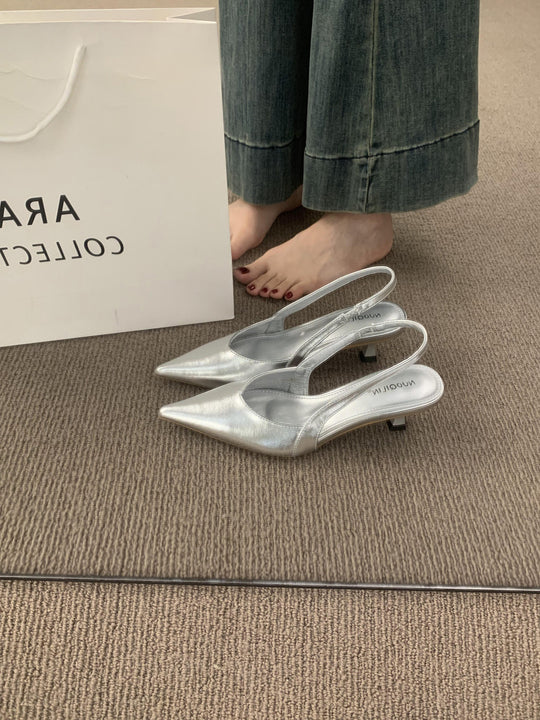 Damen Slingback-Pumps mit elegantem Design und glänzender Oberfläche EB