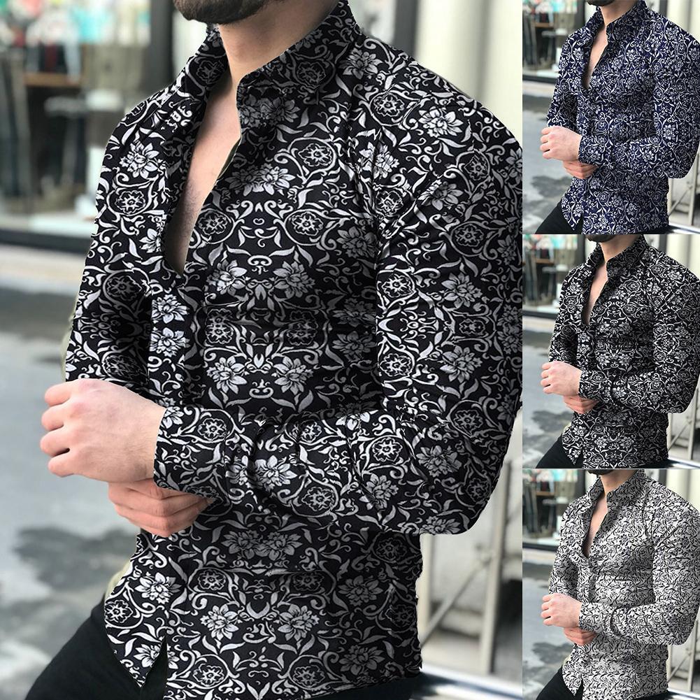 Herren nan figurbetontes Langarmhemd mit feinem Ornamentmuster und stretch Baumwollmischung EB