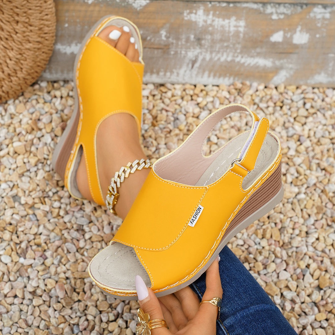 Damen Wedge-Sandalen mit offenem Zehenbereich und verstellbarem Riemen EB