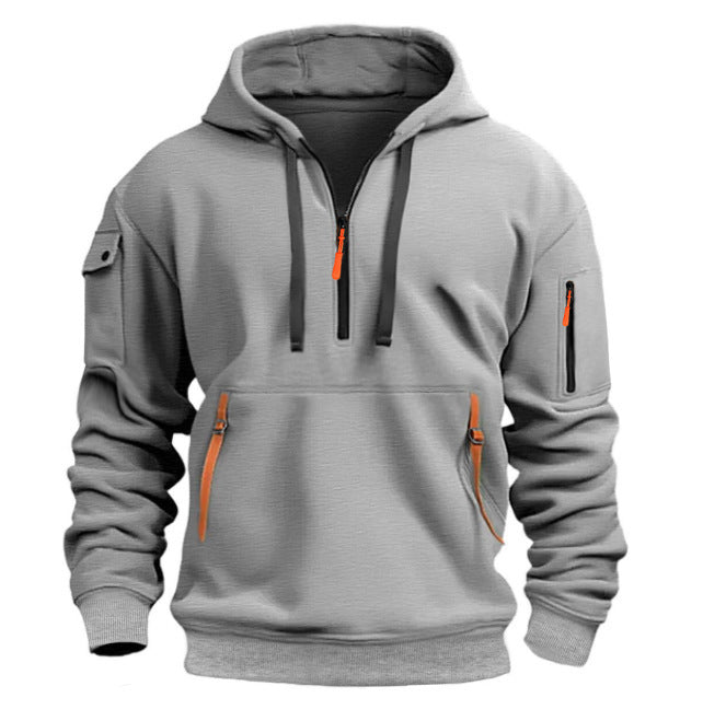 Herren Praktischer Kapuzenpullover mit seitlichem Reißverschluss und vielseitigen Taschen EB