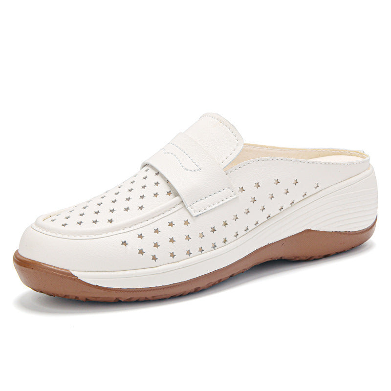 Damen Komfortable Clogs mit atmungsaktiver Lederoberfläche EB