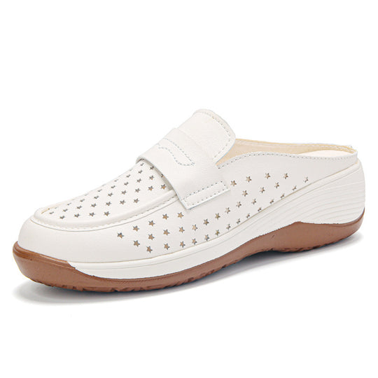 Damen Komfortable Clogs mit atmungsaktiver Lederoberfläche EB