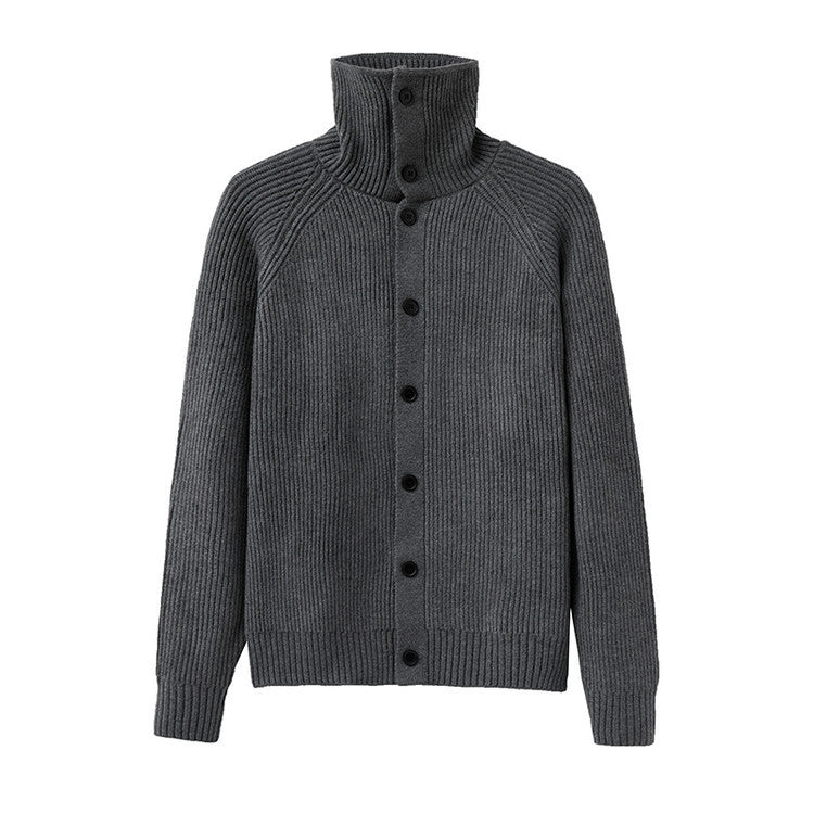 Herren Strickjacke mit weichem Rippstrickmuster und Button-Down-Kragen EB