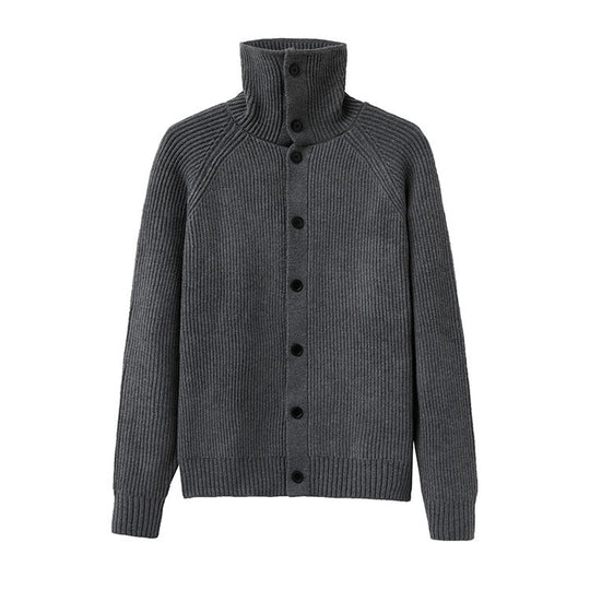 Herren Strickjacke mit weichem Rippstrickmuster und Button-Down-Kragen EB