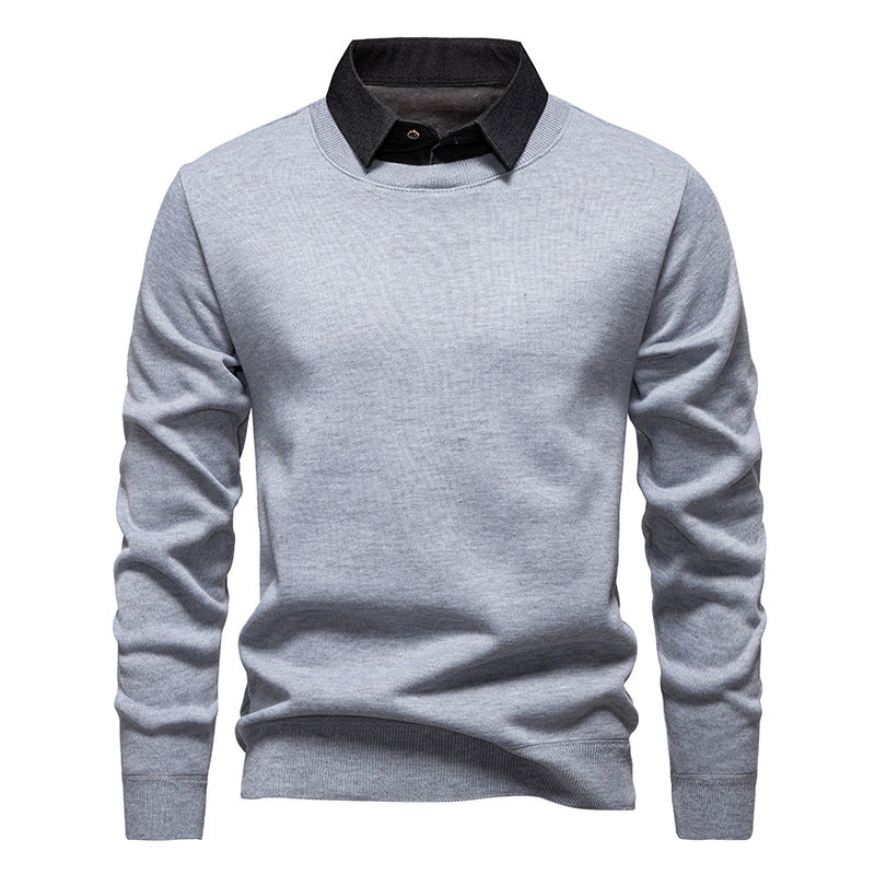 Herren nan Feinstrickpullover mit integriertem Hemdkragen und schmaler Silhouette EB