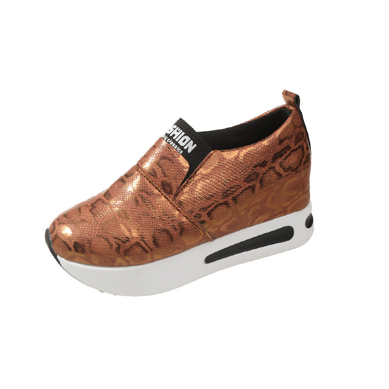 Damen Wedge-Sneaker im modernen Schlangenleder-Look mit bequemer Sohle EB