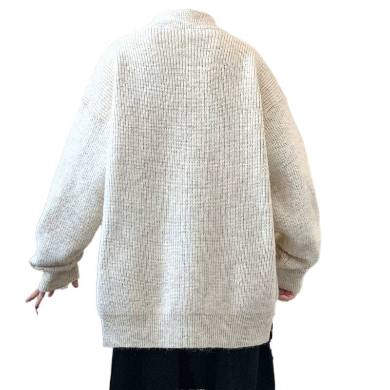 Damen Schicker und flauschiger Strickjacke mit hochgeschlossenem Reißverschluss EB