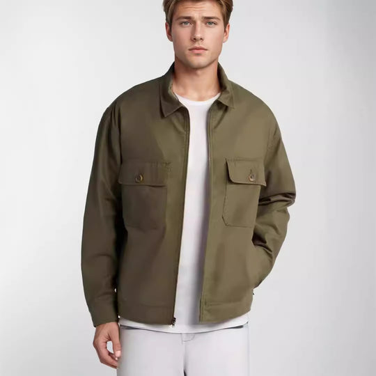 Herren lässige Utility-Jacke mit praktischen Brusttaschen EB