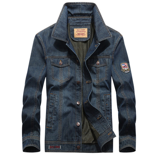 Herren Jeansjacke im Worker‑Stil mit Aufnäher und Mesh‑Futter EB