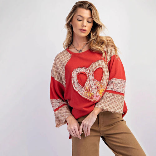Damen kreatives Sweatshirt mit Patchwork-Design EB