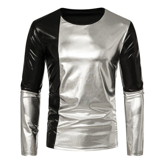 Herren Modisches Metallic Langarmshirt mit eleganten Kontrasten EB