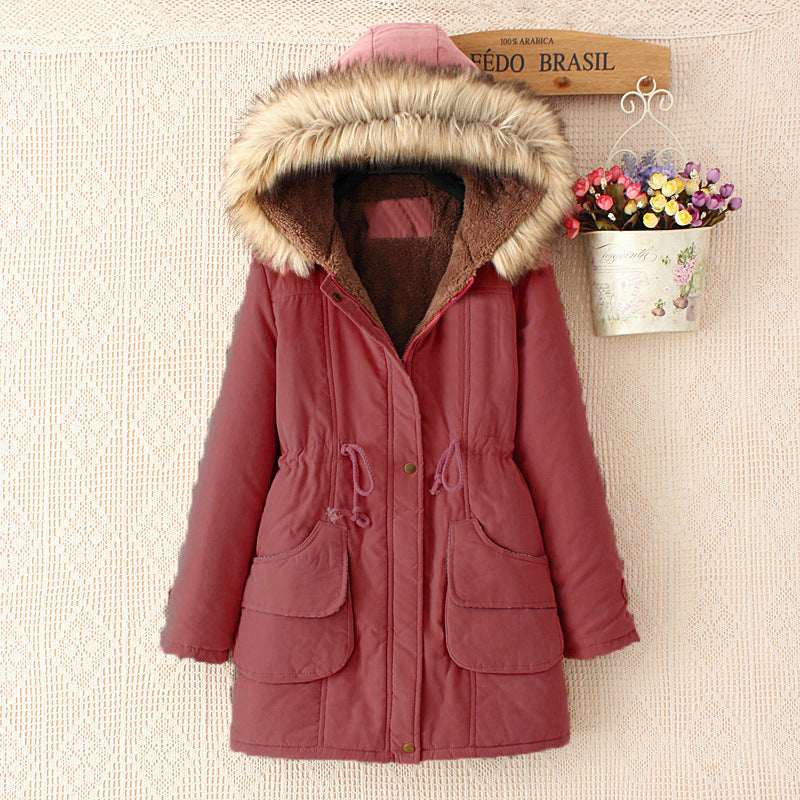 Damen gefütterte Parkajacke mit abnehmbarem Kunstfellkragen und praktischen Taschen EB