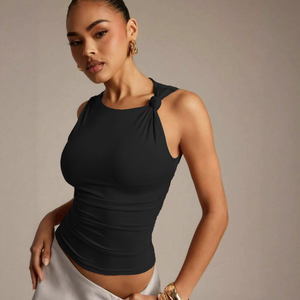 Damen Elegantes Oberteil mit Knoten-Detail und figurbetontem Schnitt EB