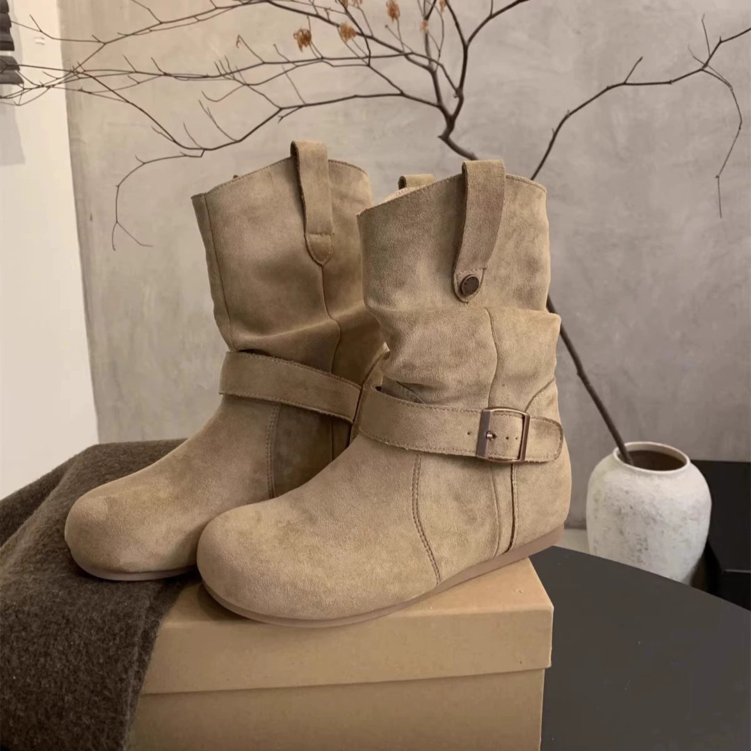 Damen Elegante Stiefel mit modischem Riemendesign und bequemer Passform EB