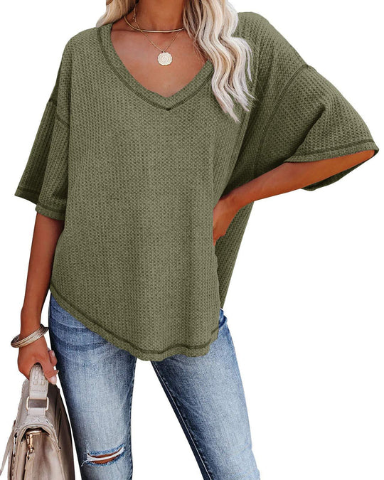 Damen lässiges Oversized-Oberteil mit strukturiertem Webmuster EB