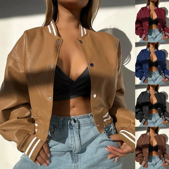 Damen Sportliche cropped Bomberjacke im Vintage-Stil EB