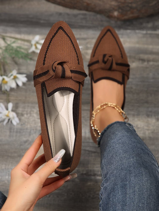 Damen elegante Slip-On Ballerinas mit modischem Knopfdetail EB