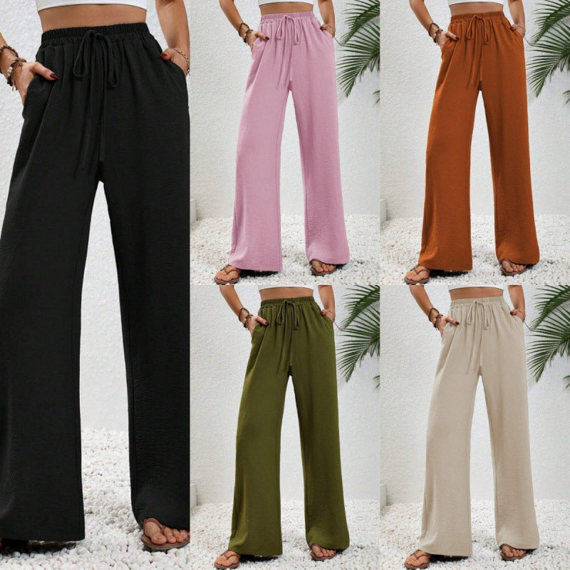Damen luftige Paltz-Hose mit elastischem Bund und praktischen Taschen EB