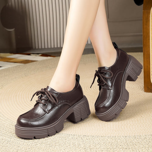 Damen Schnürstiefeletten mit robustem Blockabsatz und klassischem Design EB