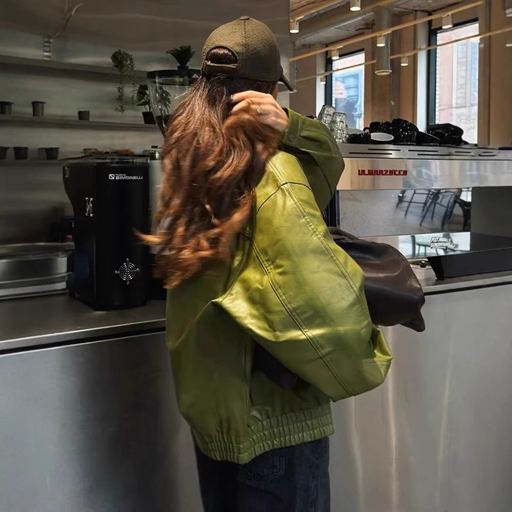 Damen Kunstlederjacke mit praktischen Taschen und modernem Schnitt EB