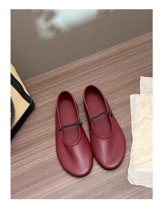 Damen feine Ballerinas mit elastischem Fesselband EB