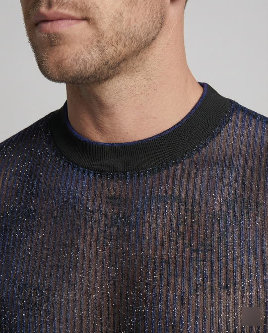 Herren Hochwertiges Mesh-T-Shirt mit glitzerndem Effekt EB