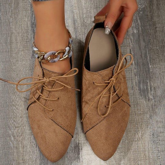 Damen elegante Schnürschuhe mit spitzem Zehenbereich und weichem Obermaterial EB