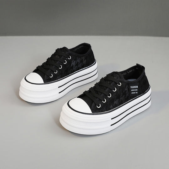 Damen modische Plateau-Sneaker mit strapazierfähigem Obermaterial und dämpfender Laufsohle EB