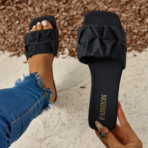Damen Modische und stylische Sandalen mit gefalteter Riementechnik EB