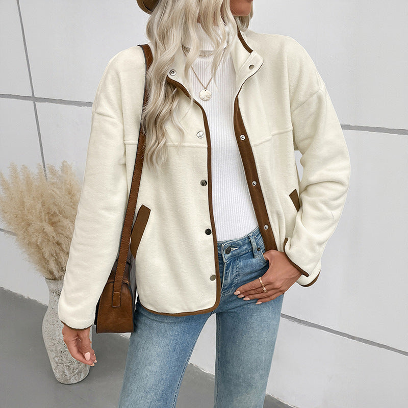 Damen Kuschelige Fleecejacke mit Kontrastelementen EB