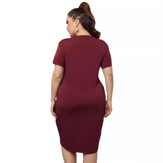 Damen stylisches Wickelkleid mit Taillengürtel EB