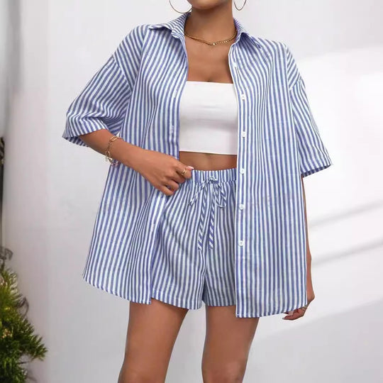 Damen lässiges Hemd und Shorts Set EB