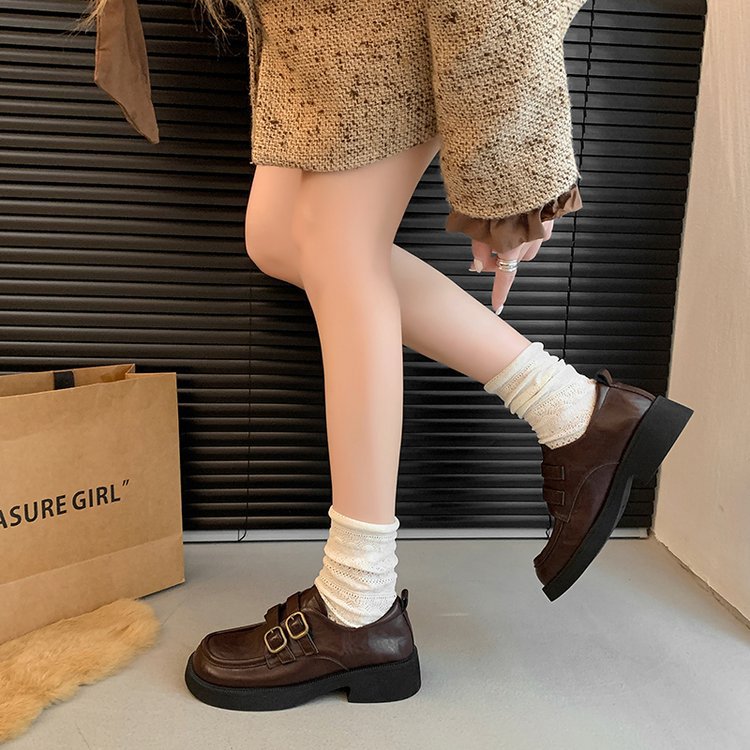 Damen Modische Schnürschuhe mit dekorativen Doppelschnallen EB