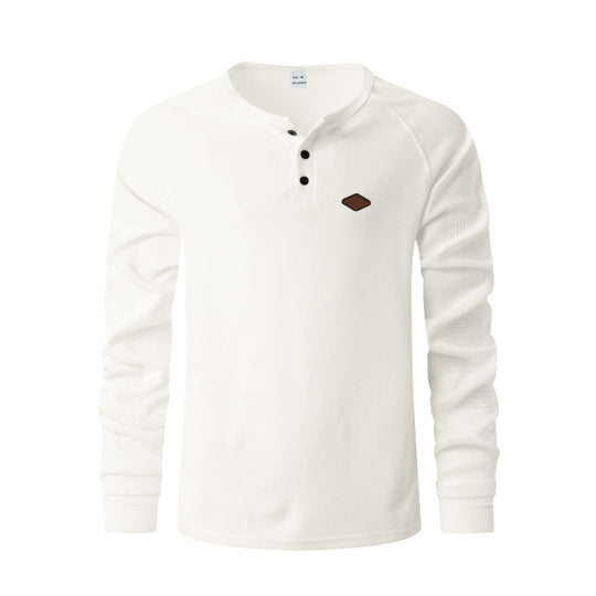 Herren Langarm-Henley-Shirt aus atmungsaktivem Baumwollmix mit strukturiertem Design EB