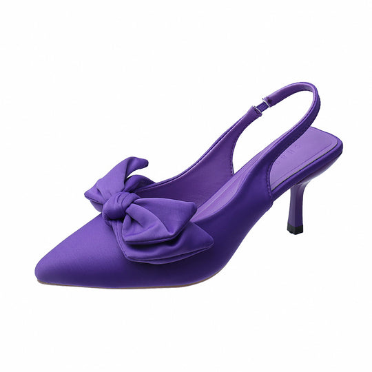 Damen elegante Slingback-Pumps mit modischem Schleifen-Detail und komfortablem Blockabsatz EB