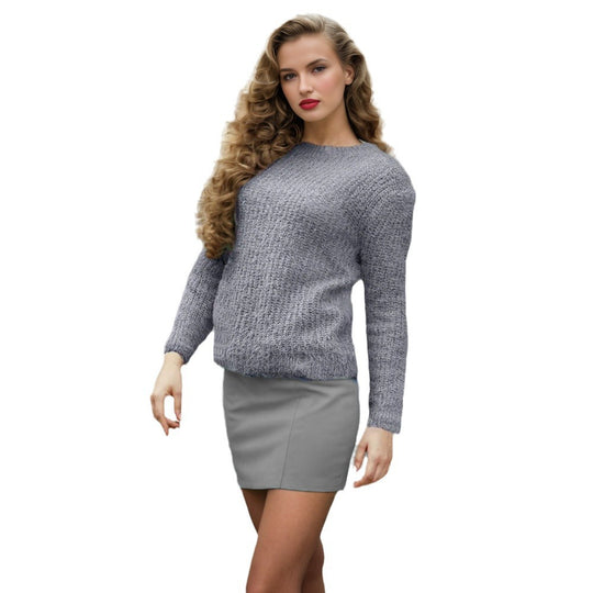 Damen trendiger Pullover mit strukturierter Strickoberfläche und lockerer Passform EB