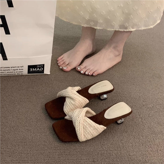 Damen bequeme Zehensandalen mit elegantem geflochtenem Design EB