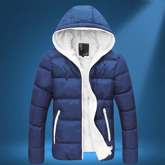 Herren nan gesteppte Kapuzen-Steppjacke mit kontrastierendem Fleecefutter und seitlichen Reißverschlusstaschen EB