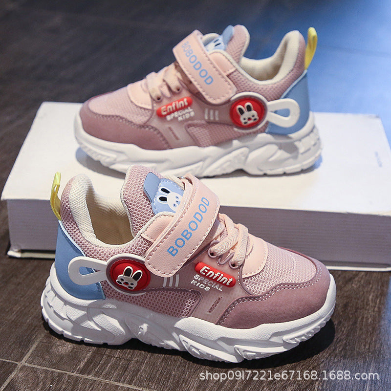 Damen Sportliche Kinder-Sneaker mit verstellbarem Klettverschluss und niedlichem Tiermotiv EB