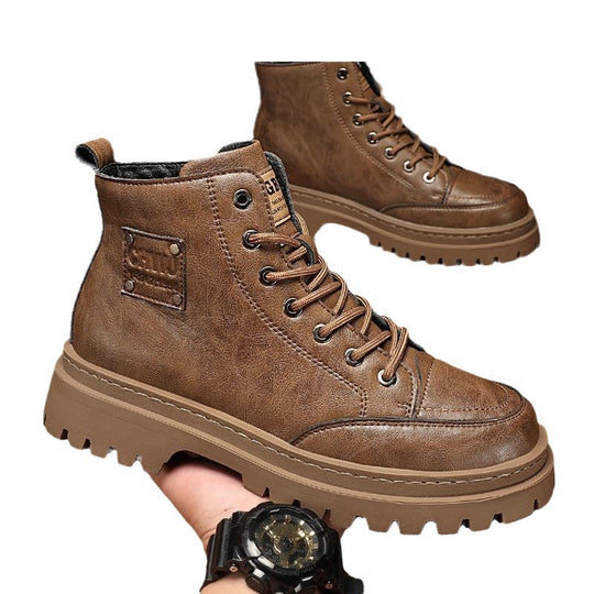 Damen Robuste Lederstiefeletten mit rutschfester Profilsohle und Warmfutter EB
