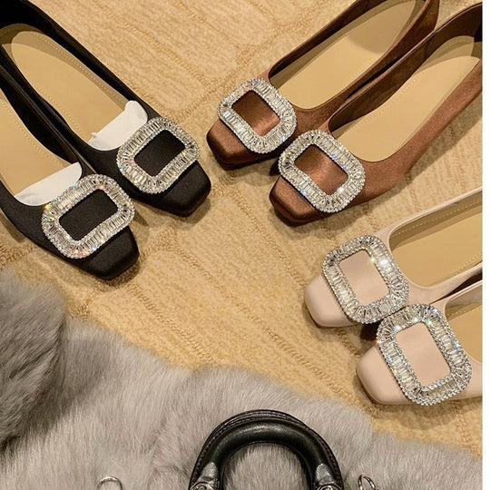 Damen elegante Ballerinas mit funkelndem Strassbesatz EB