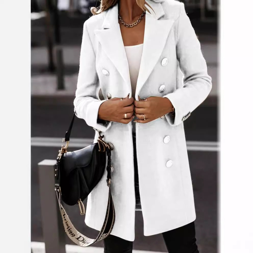 Damen eleganter Wollmantel mit doppelter Knopfleiste EB