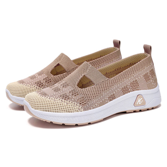 Damen Elastische Slip-On Laufschuhe mit atmungsaktivem Strickdesign EB