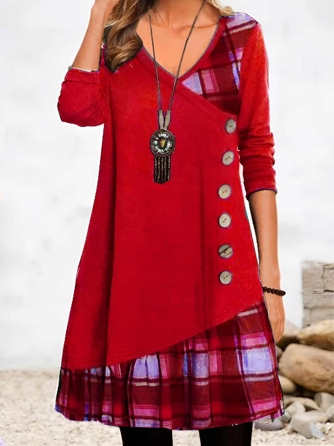 EB | Lagenkleid mit V-Ausschnitt