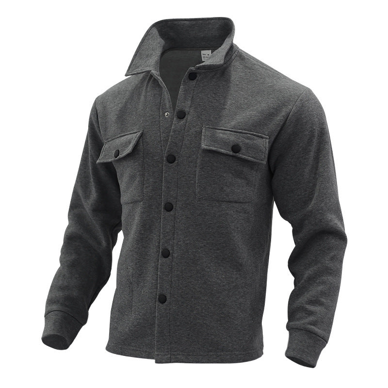 Herren lässige Hemdjacke mit praktischen Taschen und modernem Stehkragen EB