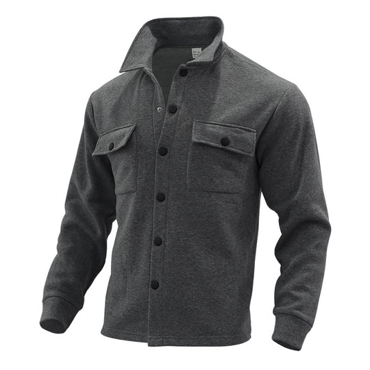 Herren lässige Hemdjacke mit praktischen Taschen und modernem Stehkragen EB