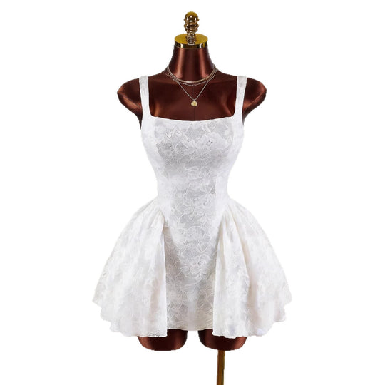 Damen nan tailliertes Spitzen-Cocktailkleid mit Korsett-Bustier und doppellagigem Schößchenrock EB