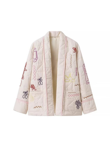 Damen Steppjacke mit kreativem Stickdesign EB