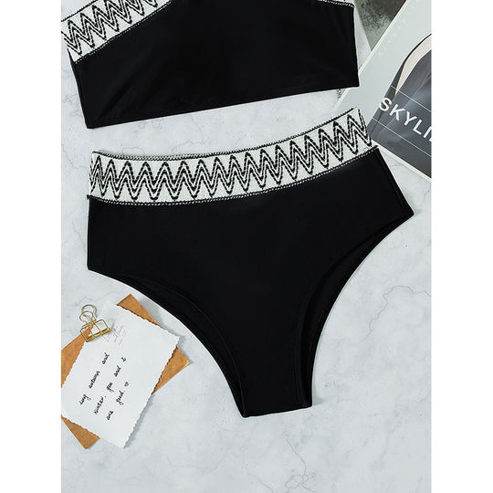 Damen Hoch tailliertes Bikini-Set mit elegantem Kreuzträger-Design EB