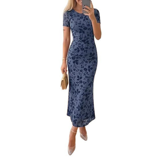 Damen Maxikleid mit floralen Stickereien EB